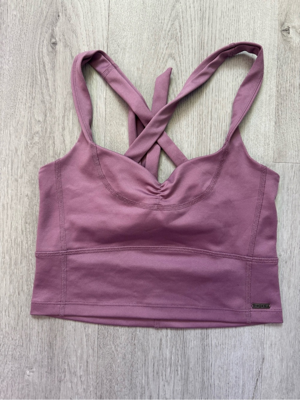 Mika Yoga Wear Dusty Mauve Crisscross Top Size Small
